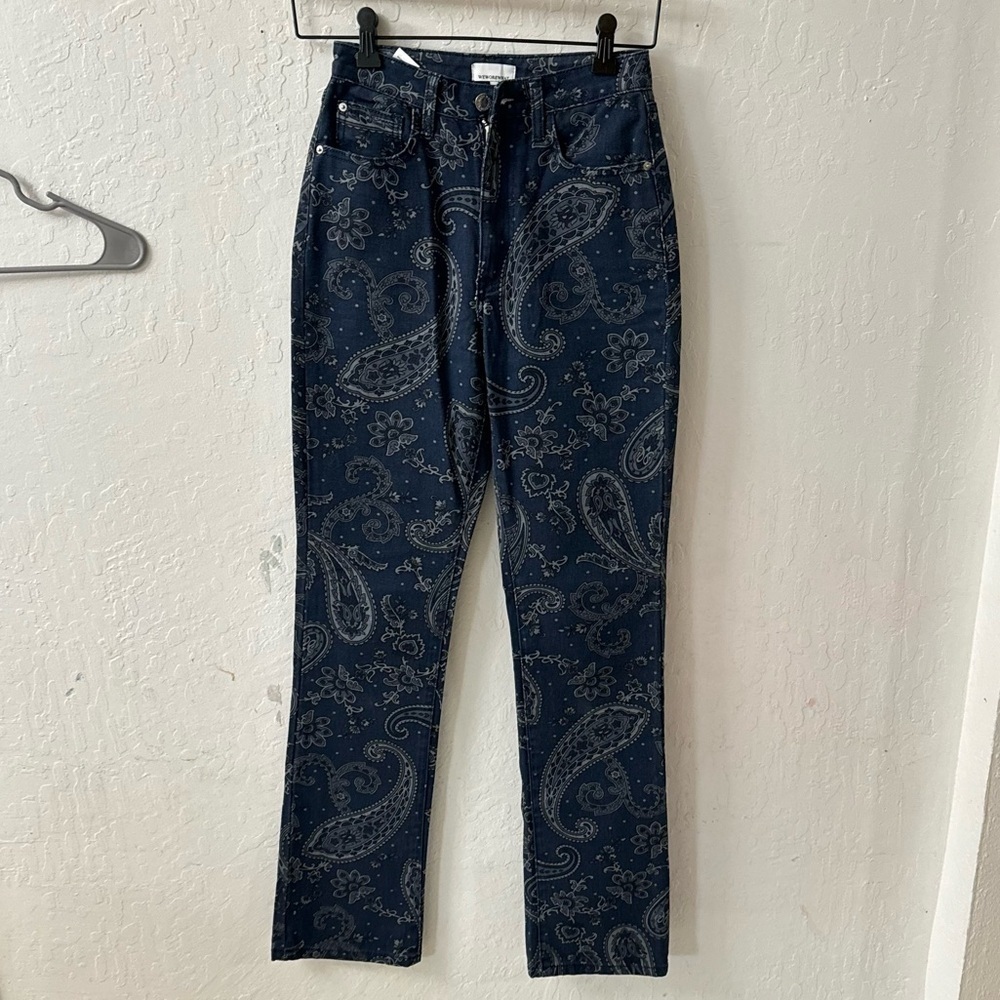 We Wore What The Icon Jean Night Sky Paisley Navy Blue Size 24 - Picture 4 of 12